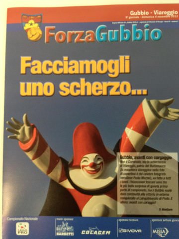 IL BURLAMACCO SUL GIORNALINO DI GUBBIO-VIAREGGIO, SANTINI: “LE TIFOSERIE OSPITI SONO INVITATE ALLA CITTADELLA”