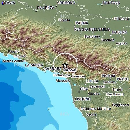 SCOSSA DI MAGNITUDO 2,7 IN PROVINCIA DI MASSA CARRARA