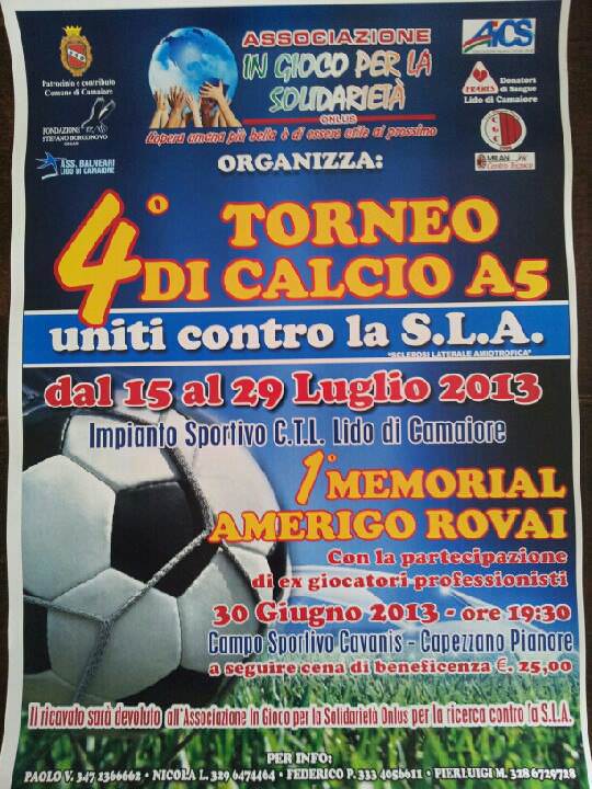 AL CTL IL QUARTO TORNEO DI CALCIO A 5 “UNITI CONTRO LA SLA”