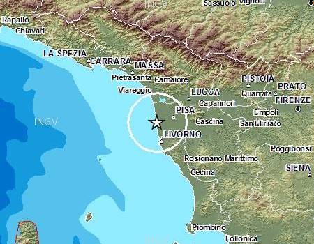 Scossa di terremoto sulla costa Nord della Toscana