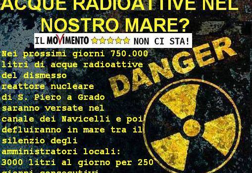 Il Movimento 5 Stelle: &#8220;No allo sversamento delle acque radioattive nel mare della Toscana&#8221;