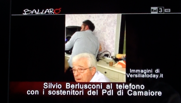 Le immagini di VersiliaToday in onda su Ballarò con lo scoop della telefonata di Silvio Berlusconi