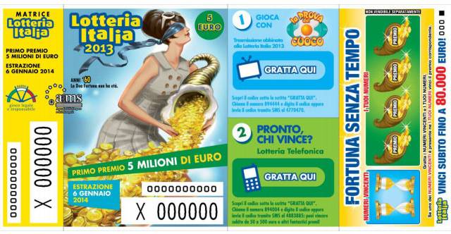 Lotteria Italia, venduto in Versilia uno dei sei biglietti vincenti