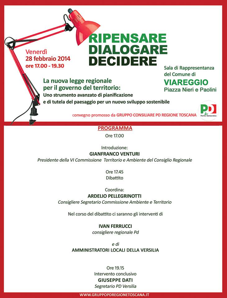 Al Comune di Viareggio un convegno sulla nuova legge regionale per il governo del territorio
