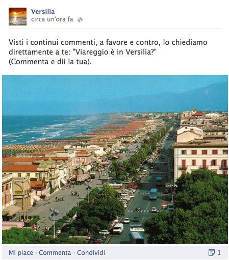“Viareggio è in Versilia?”, la parola passa a Facebook
