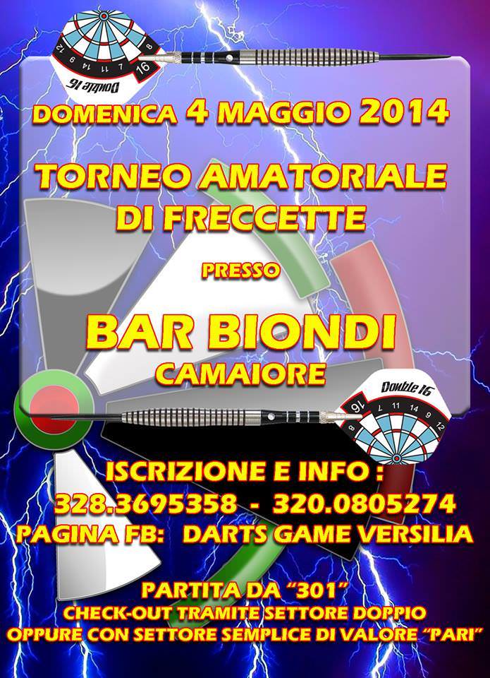 Al Bar Biondi di Camaiore un torneo amatoriale di freccette