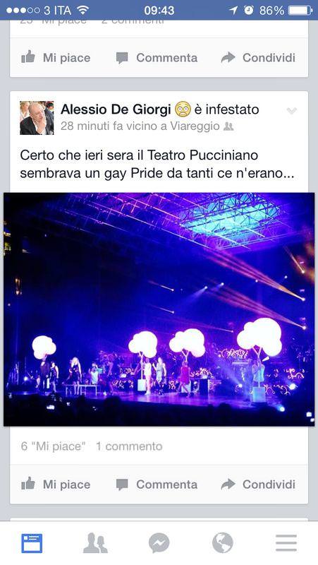 De Giorgi al concerto Pausini: “Quanta gente: sembra il gay pride”