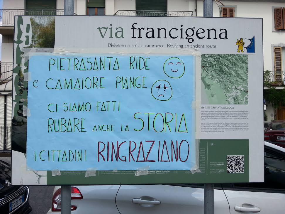 “Pietrasanta ride, Camaiore piange”. Scoppia la protesta per la via Francigena