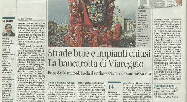 Il dissesto di Viareggio finisce su Corriere della Sera e Tg5 (video)