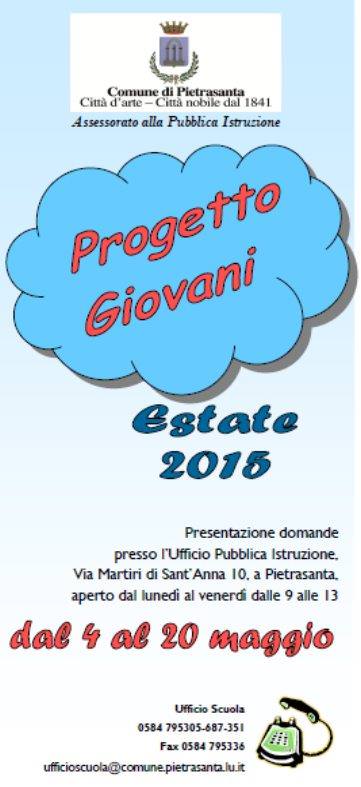 Progetto Giovani 2015. Tutte le opportunità a Pietrasanta