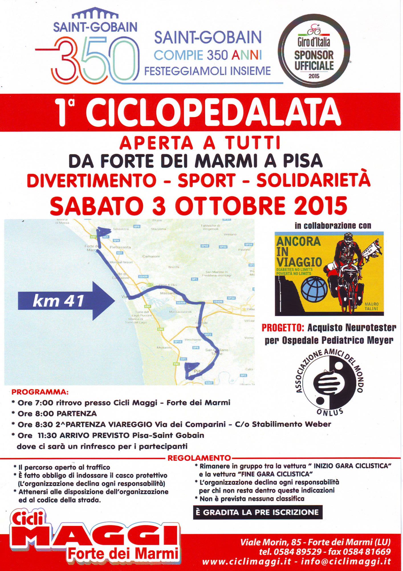 Ciclopedalata benefica da Forte a Pisa