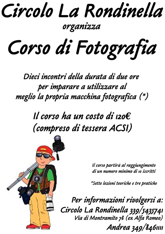 Corso di fotografia al circolo “La Rondinella”