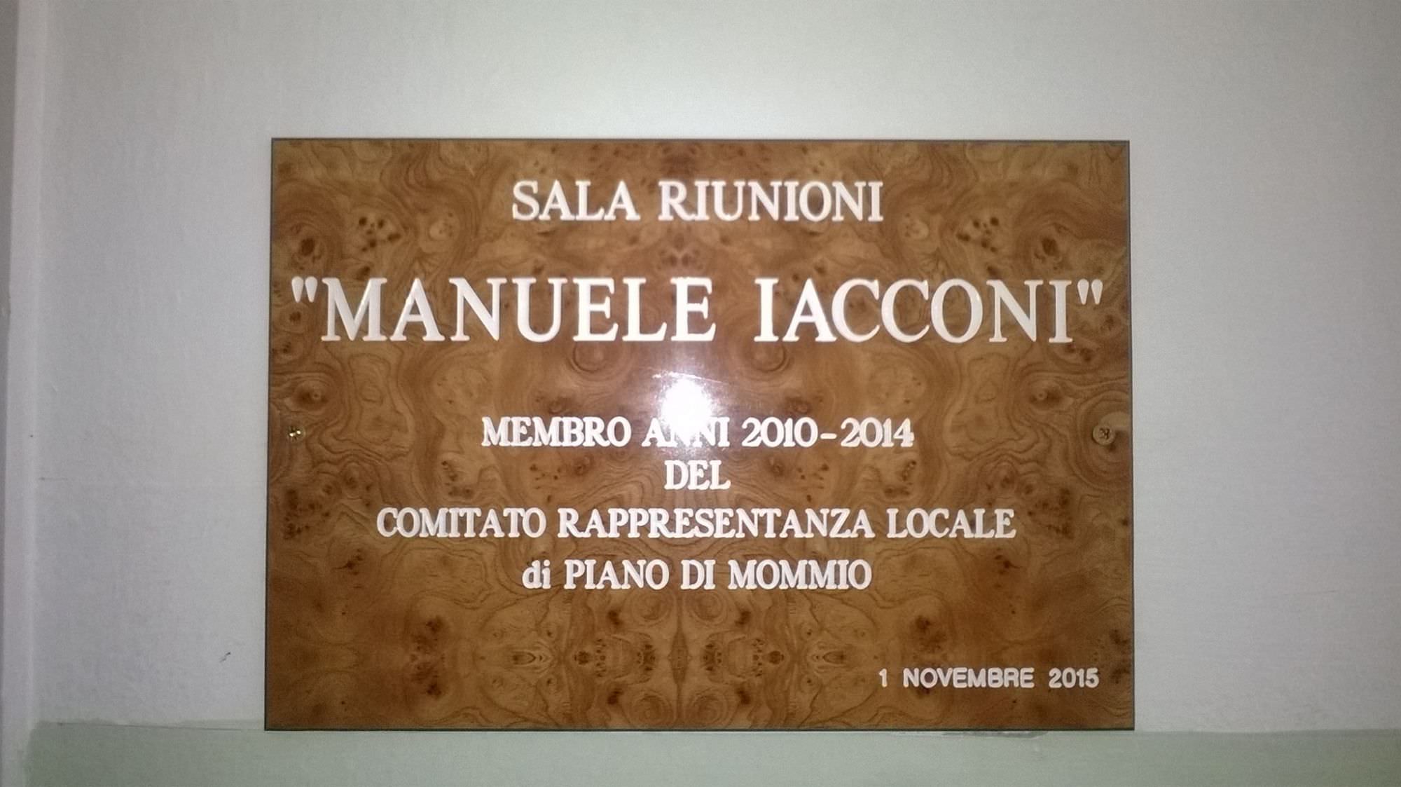 Intitolata a Manuele Iacconi la sala riunioni di Piano di Mommio