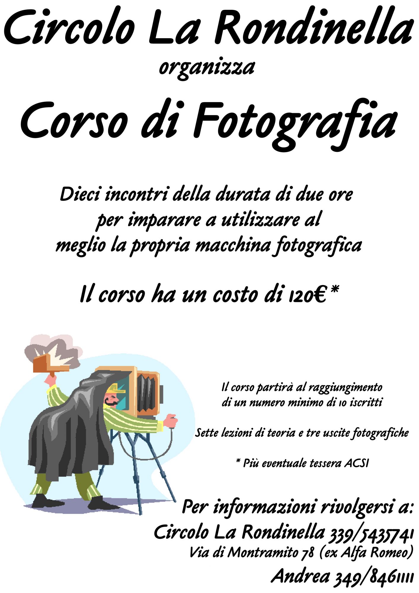 Aperte le iscrizioni al corso di fotografia alla Rondinella