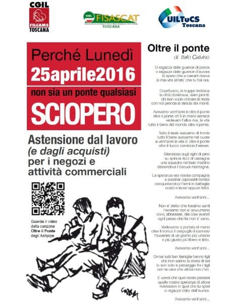 25 aprile e 1° maggio, sciopero nel commercio