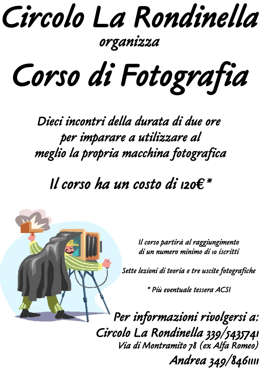 Corso di fotografia al Circolo Rondinella