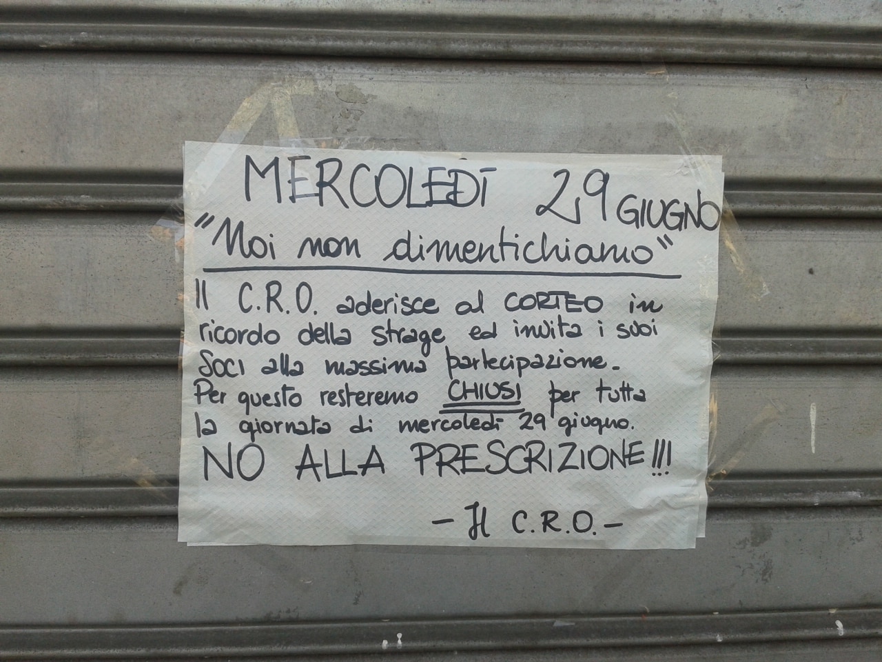 Strage Viareggio, il Cro Darsene chiuso per partecipare al corteo