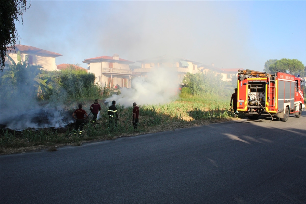 Incendio a Lido: a fuoco canne e arbusti