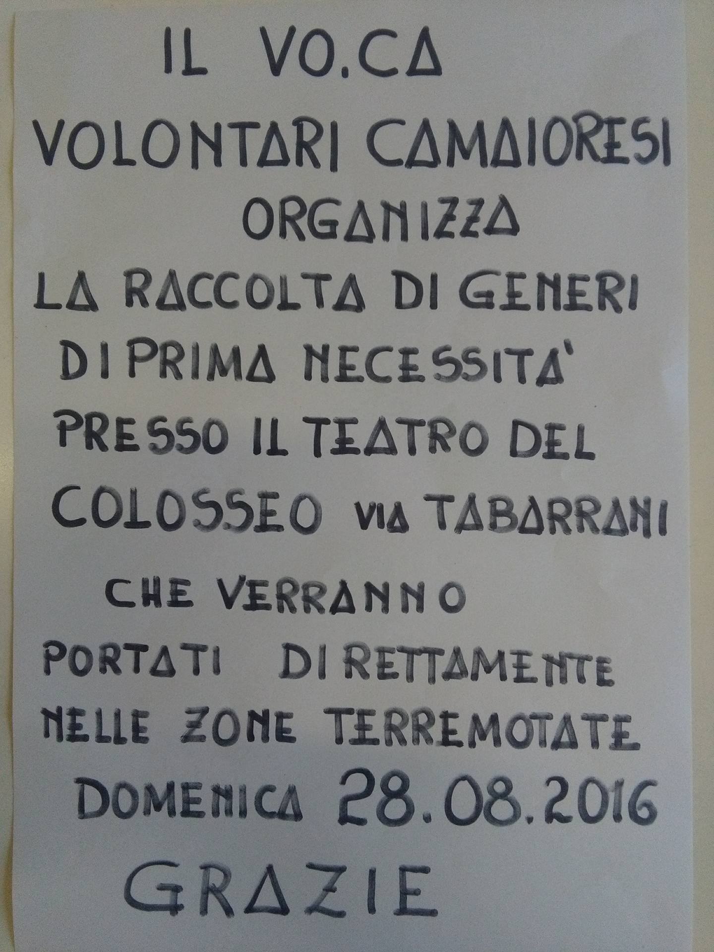 Terremoto, anche a Camaiore si raccolgono generi di prima necessità