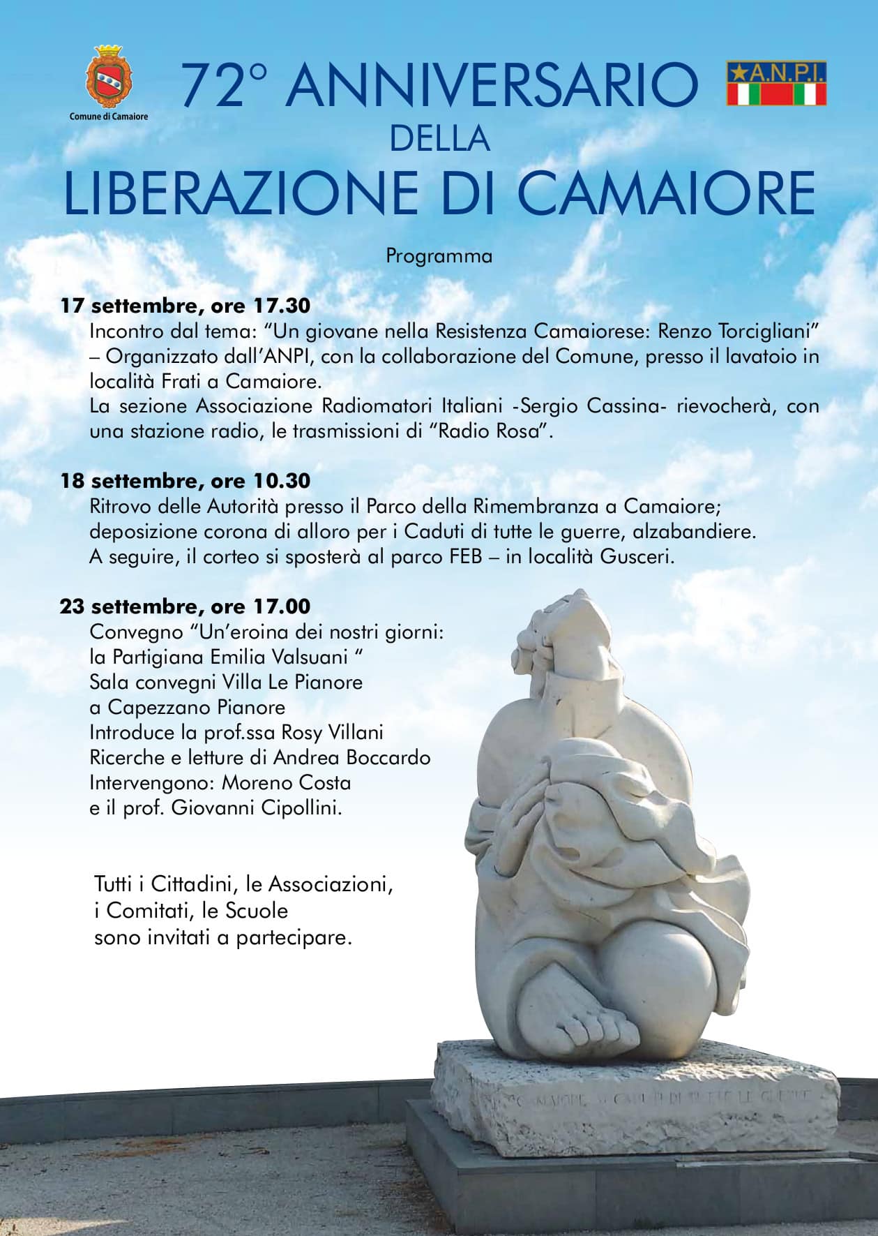 Liberazione Camaiore, tutti gli eventi per il 72esimo anniversario