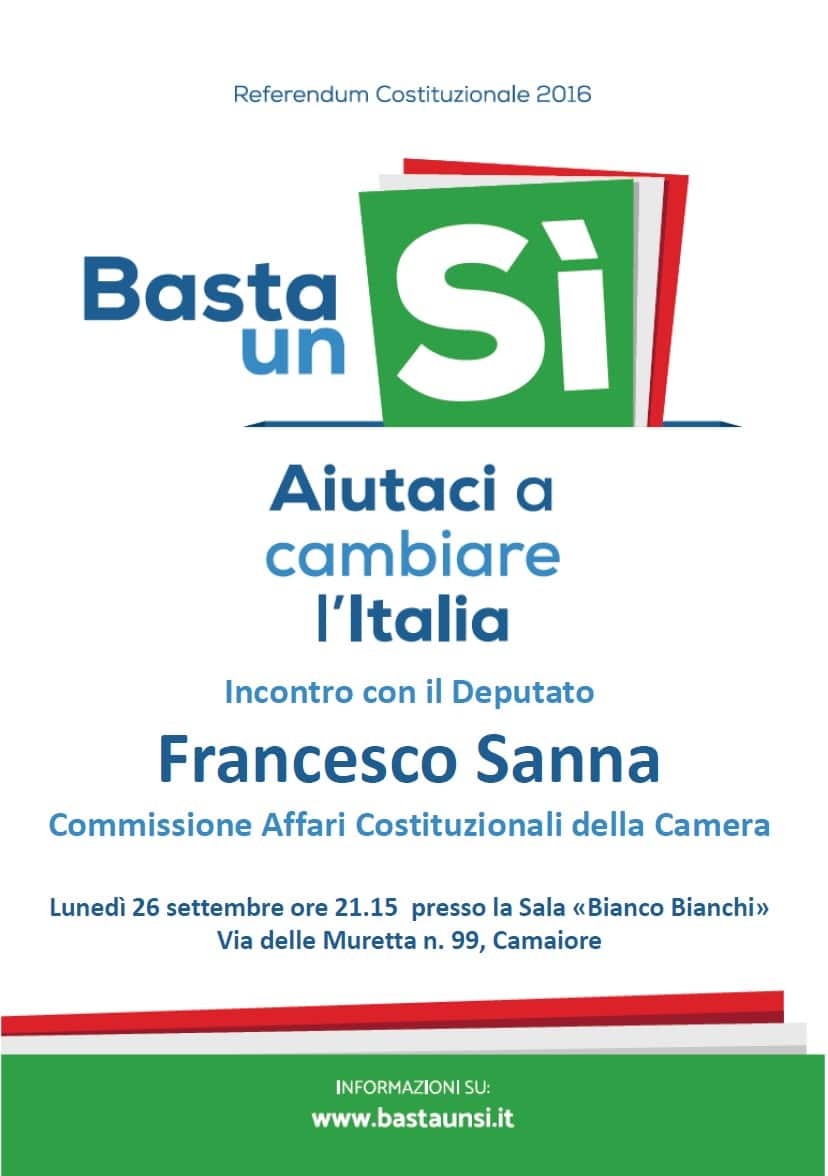 Referendum, le ragioni del sì. Incontro con il deputato Francesco Sanna