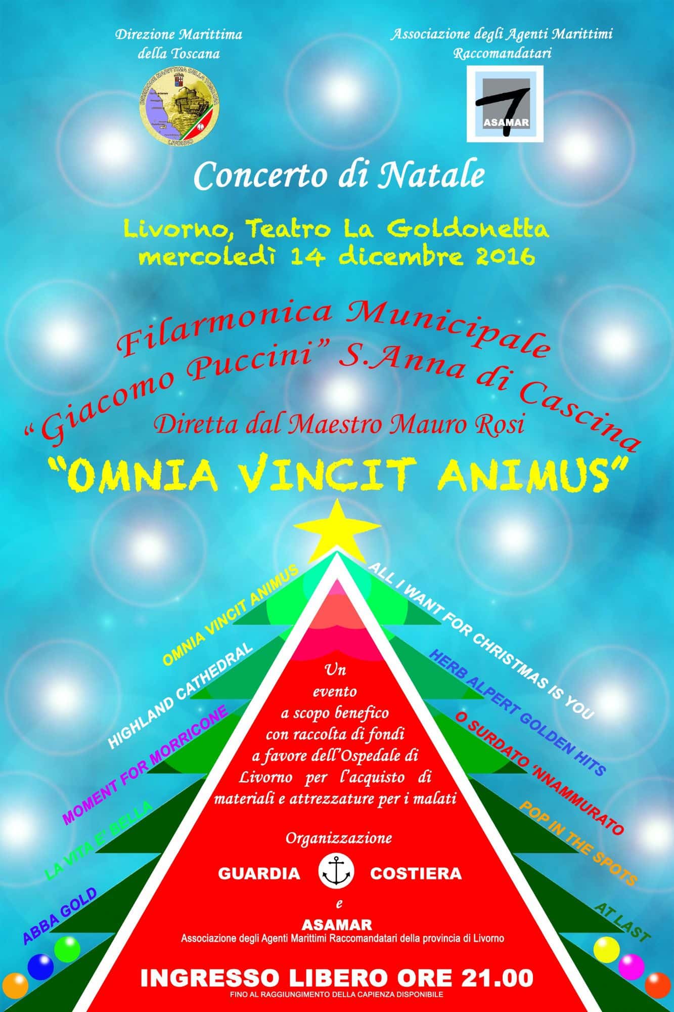 Concerto con la Guardia Costiera alla “Goldonetta” per la raccolta di fondi per l’ospedale di Livorno