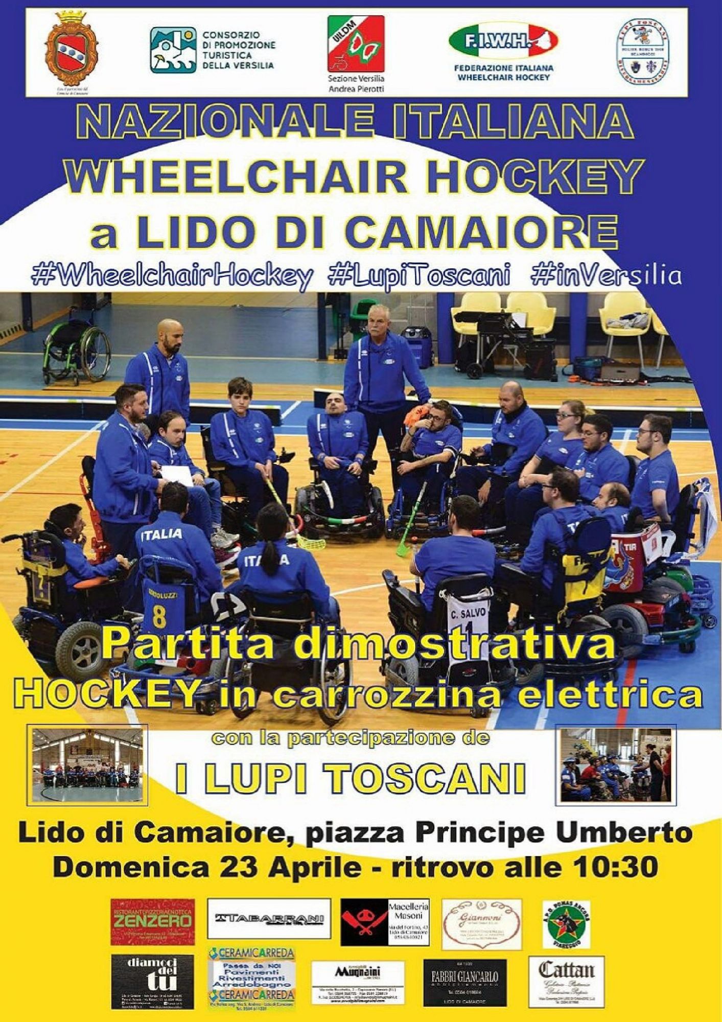 La nazionale italiana di wheelchair hockey in Versilia