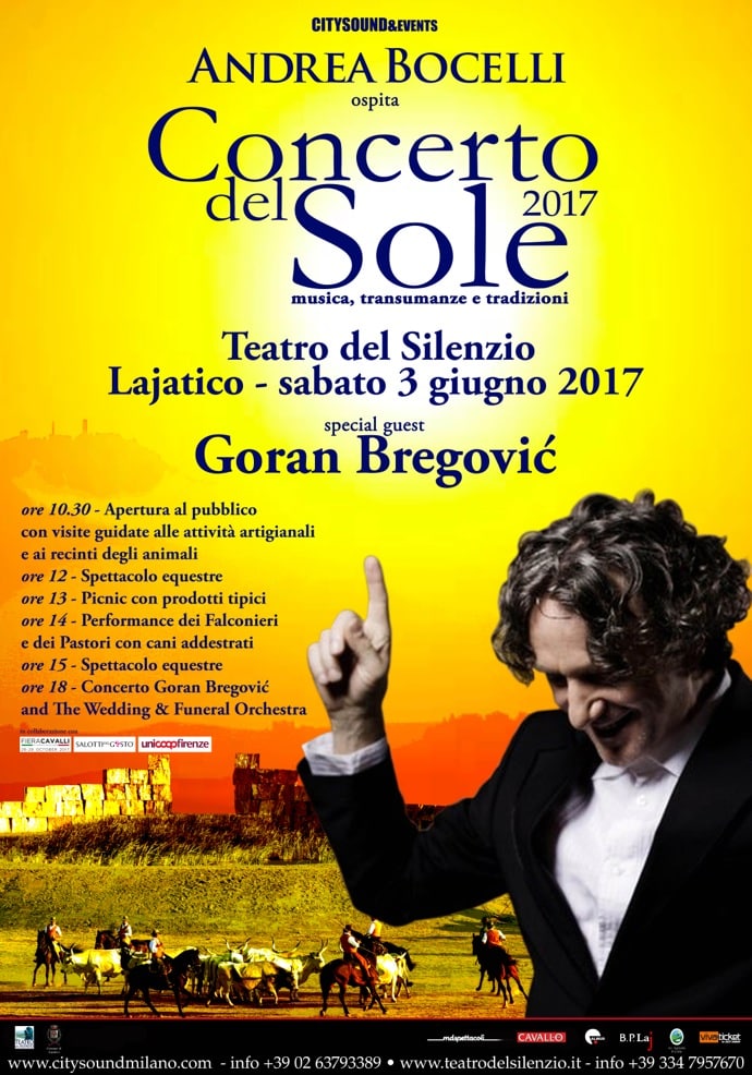 Andrea Bocelli e Goran Bregovic al Concerto del Sole 2017