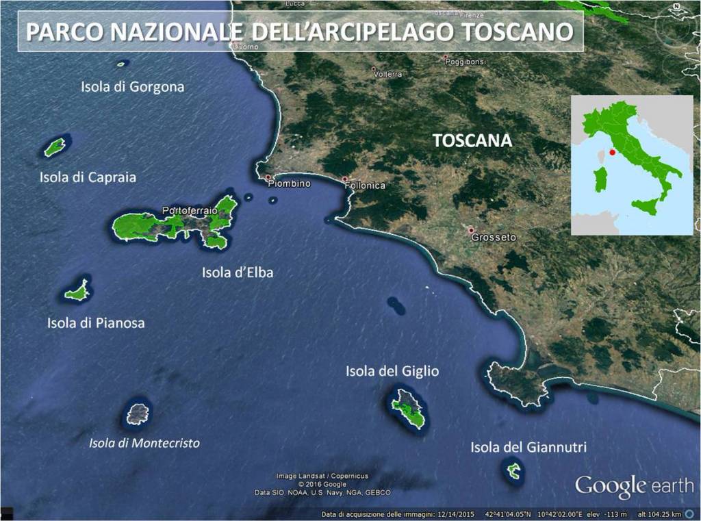 area protetta Arcipelago Toscano gorgona, capraia, elba, pianosa,giglio, giannutri, montecristo,