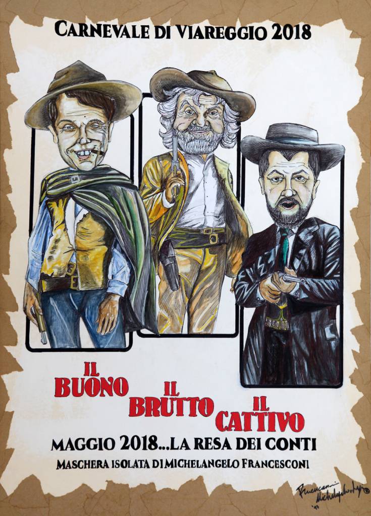 FRANCESCONI Michelangelo Il buono il brutto e il cattivo maschera Carnevale di Viareggio 2018