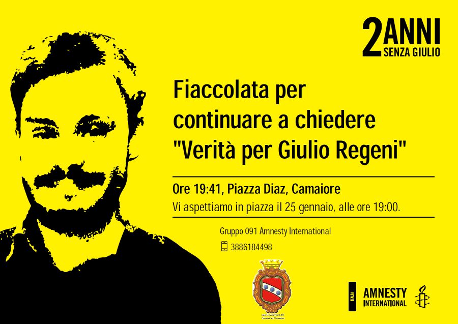 A Camaiore fiaccolata per Giulio Regeni