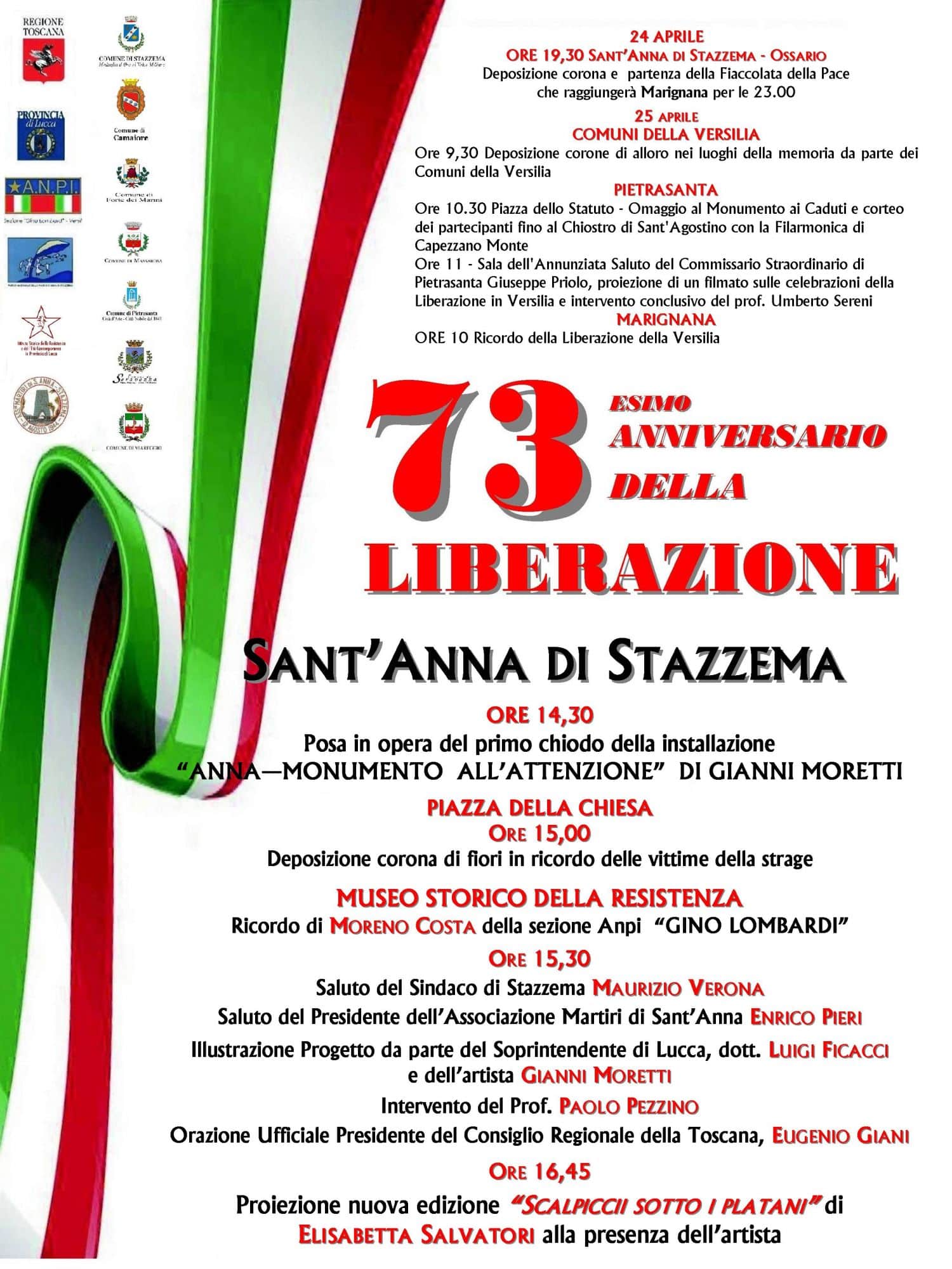 Liberazione, le celebrazioni a Sant’Anna di Stazzema