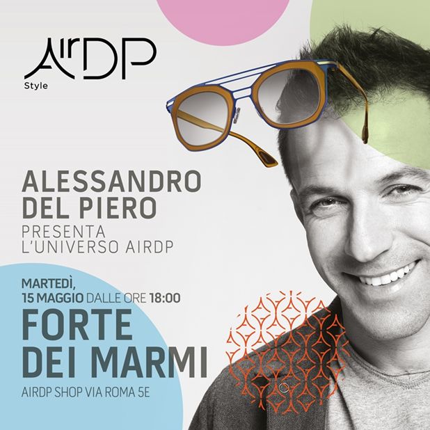 Ale del Piero a Forte dei marmi presenta la sua linea di occhiali