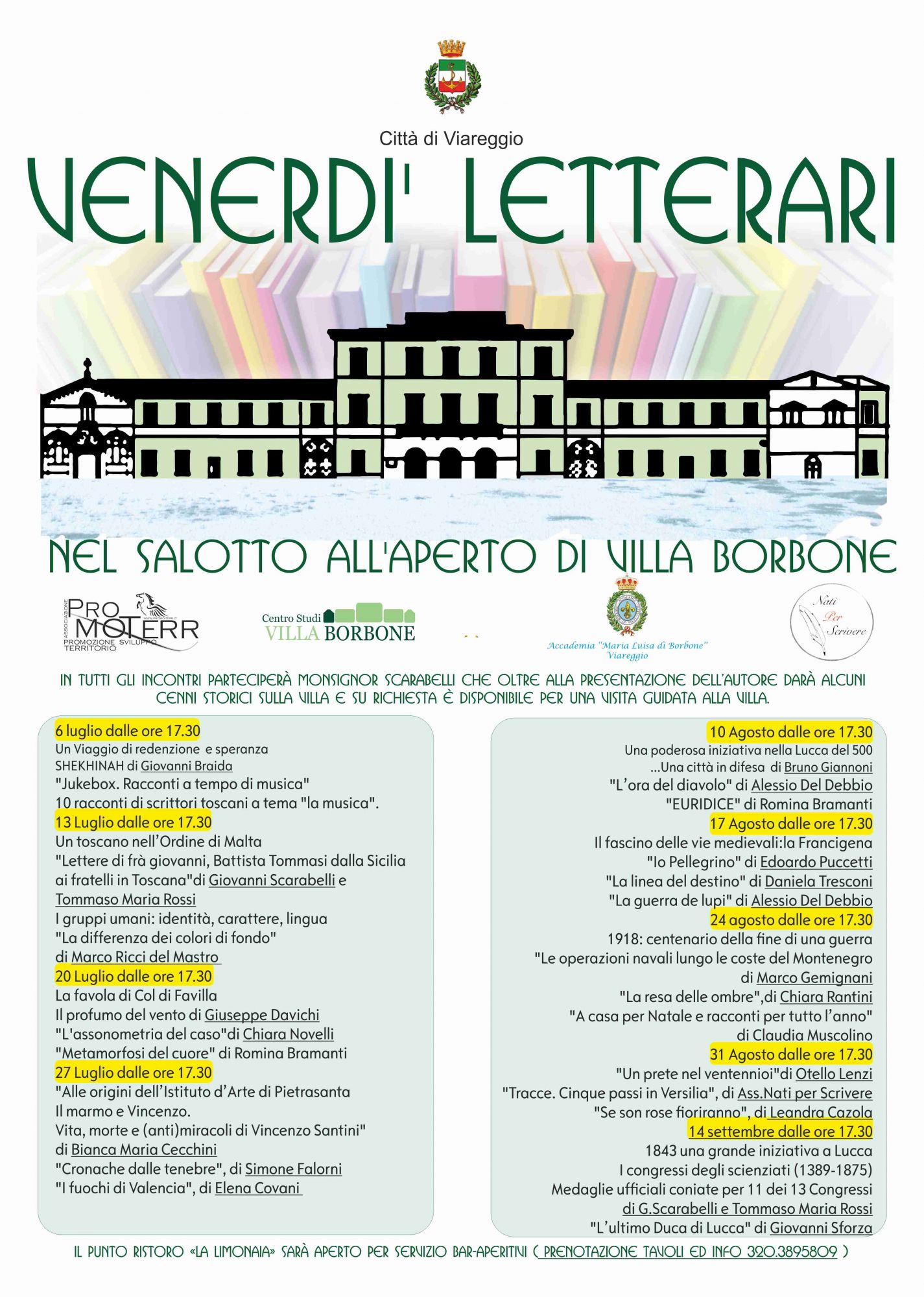 Al via i Venerdì Letterari a Villa Borbone