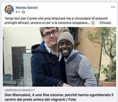&#8220;Linguaggio allusivo, anche alla sfera sessuale&#8221;: don Biancalani pronto a denunciare Salvini