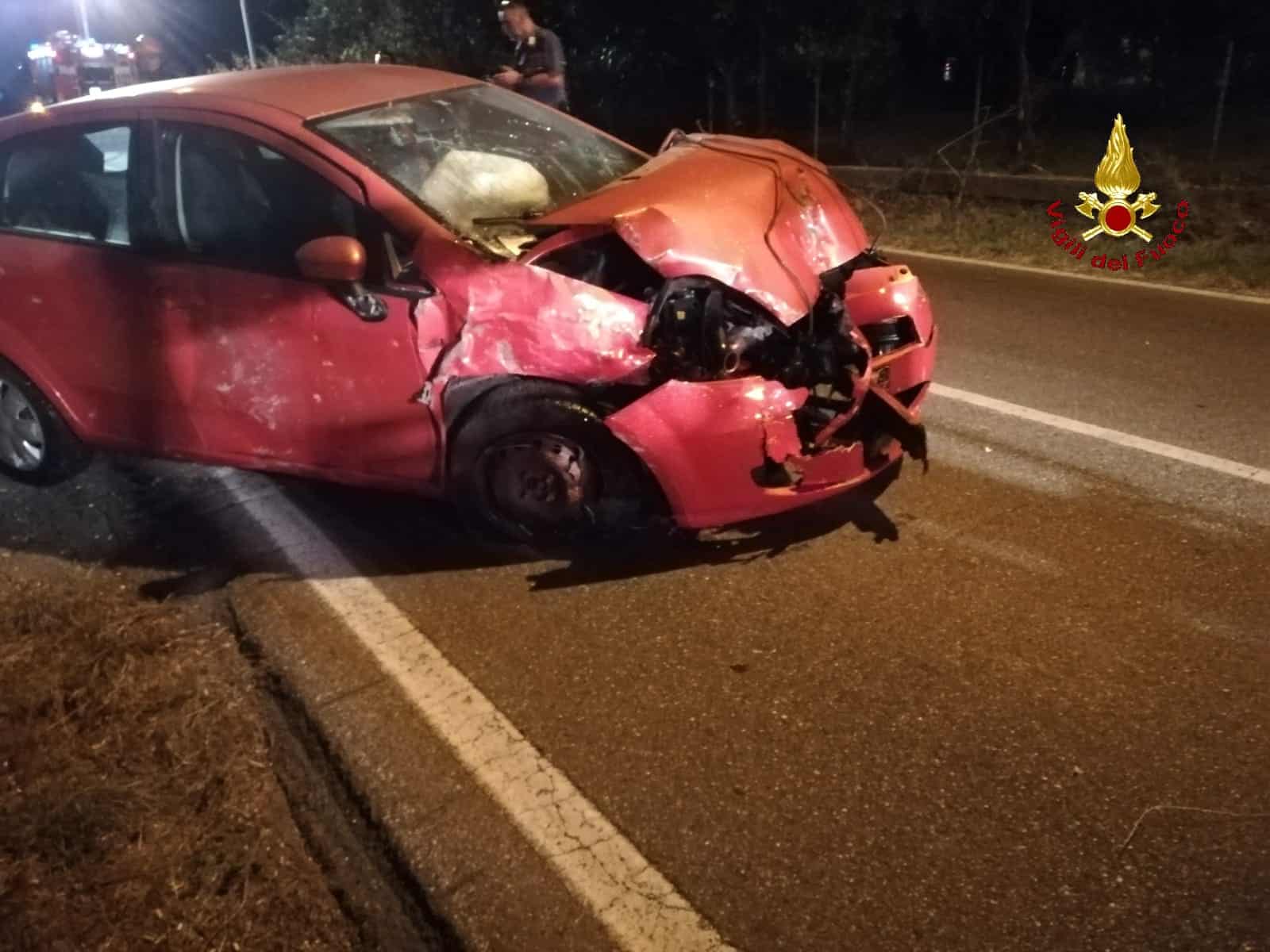 Per evitare un animale perde il controllo dell’auto e urta il tronchetto della rete del metano