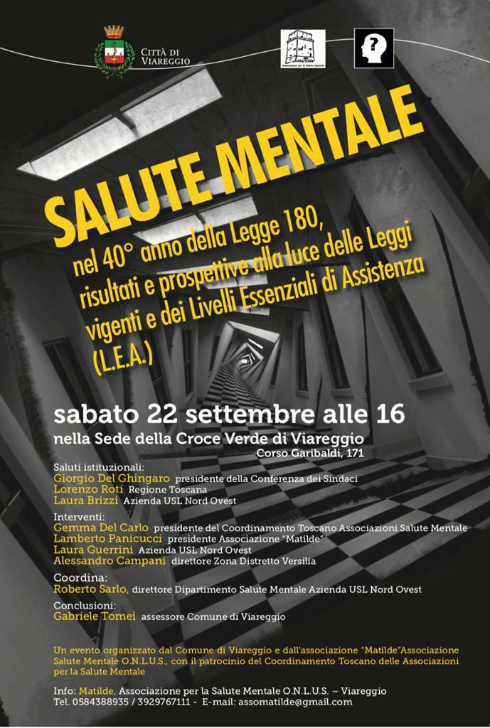 Salute mentale, a 40 dalla Legge 180 un convegno a Viareggio