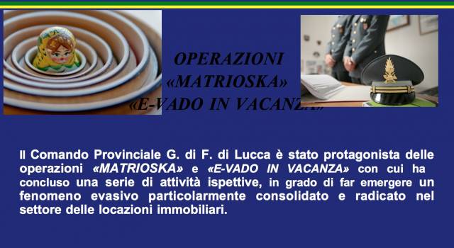 Operazione &#8220;E-vado in vacanza&#8221; e &#8220;Matrioska&#8221;, oltre 17 milioni di euro non dichiarati: 12 denunce