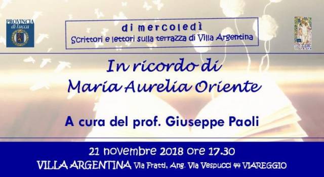 E’ dedicato alla figura di Maria Aurelia Oriente l’incontro di domani a Villa Argentina