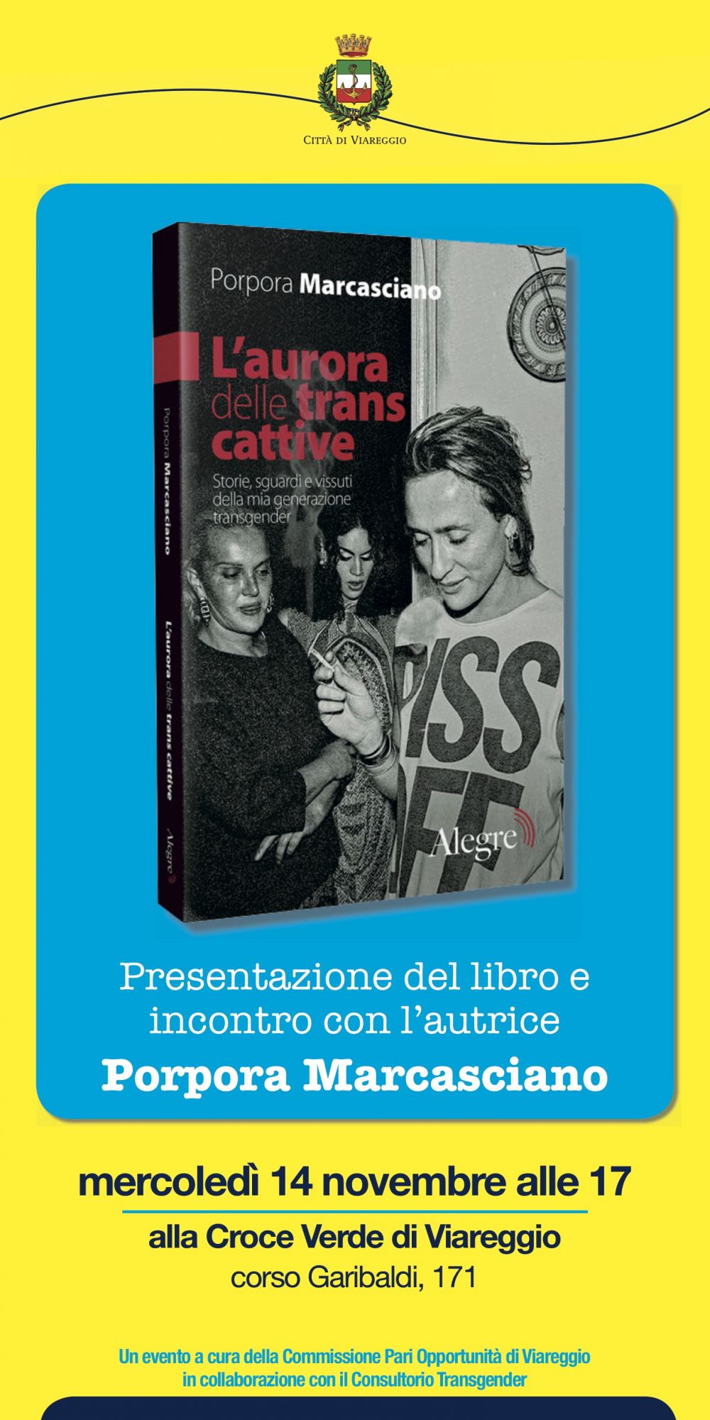 “L’aurora delle trans cattive”, Porpora Marcasciano presenta il suo libro a Viareggio