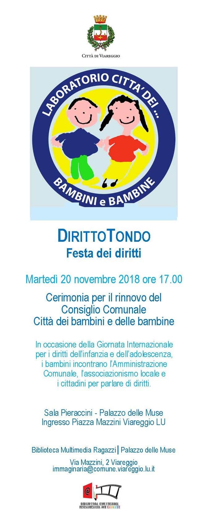 «Diritto Tondo», cerimonia per il rinnovo del Consiglio Comunale della Città dei Bambini e delle Bambine