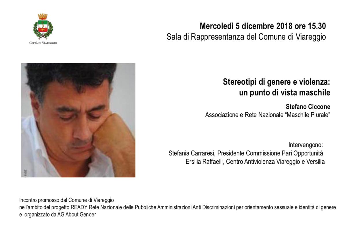 «Stereotipi di genere e violenza: un punto di vista maschile», se ne parla in Comune a Viareggio