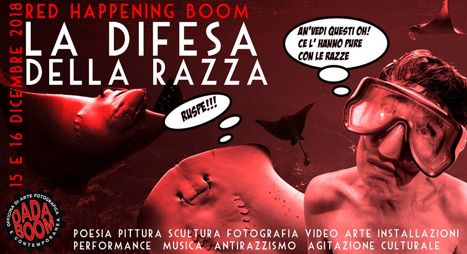 Art happening “In difesa della razza” al Dada Boom e premio uovo d’oro a Mimmo Lucano