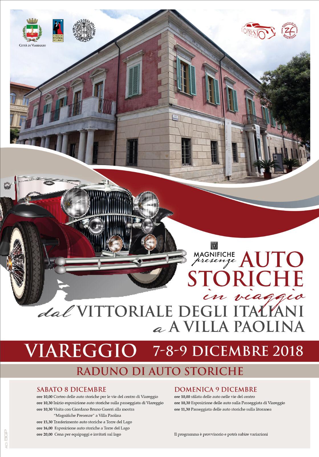 «Auto storiche in viaggio: dal Vittoriale degli Italiani a Villa Paolina»