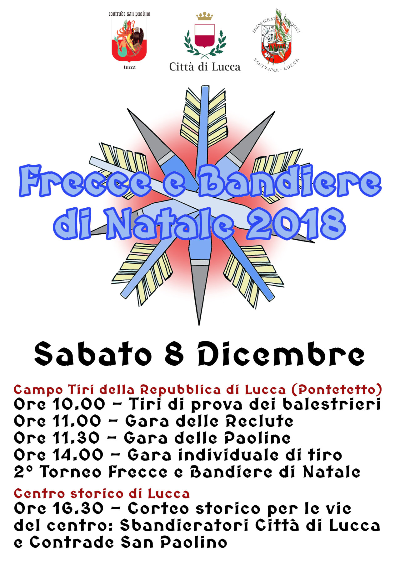 Frecce e bandiere di Natale, l’evento domani a Lucca