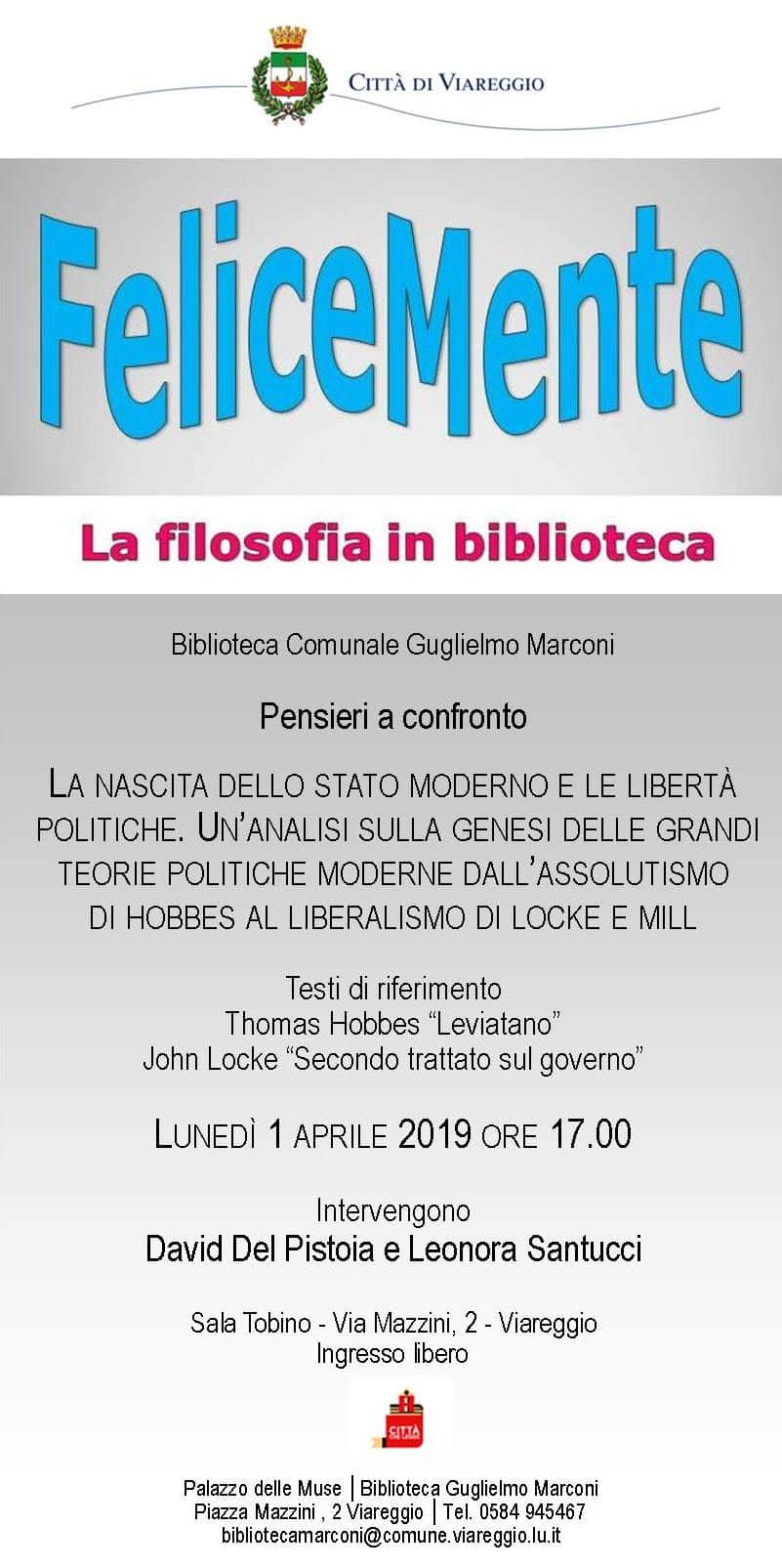 La filosofia arriva alla biblioteca Marconi di Viareggio