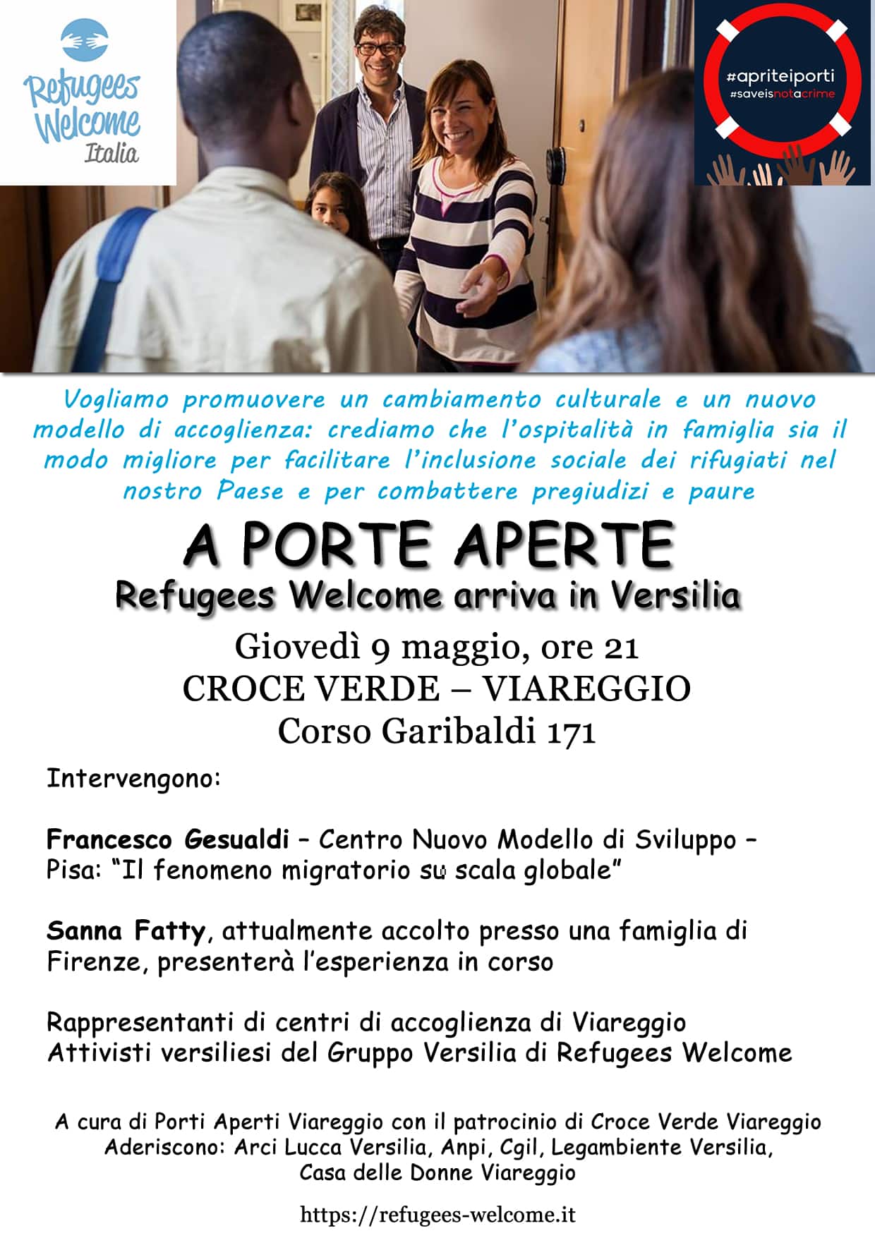 “A porte aperte – Refugees Welcome arriva in Versilia”, appuntamento alla Croce Verde di Viareggio