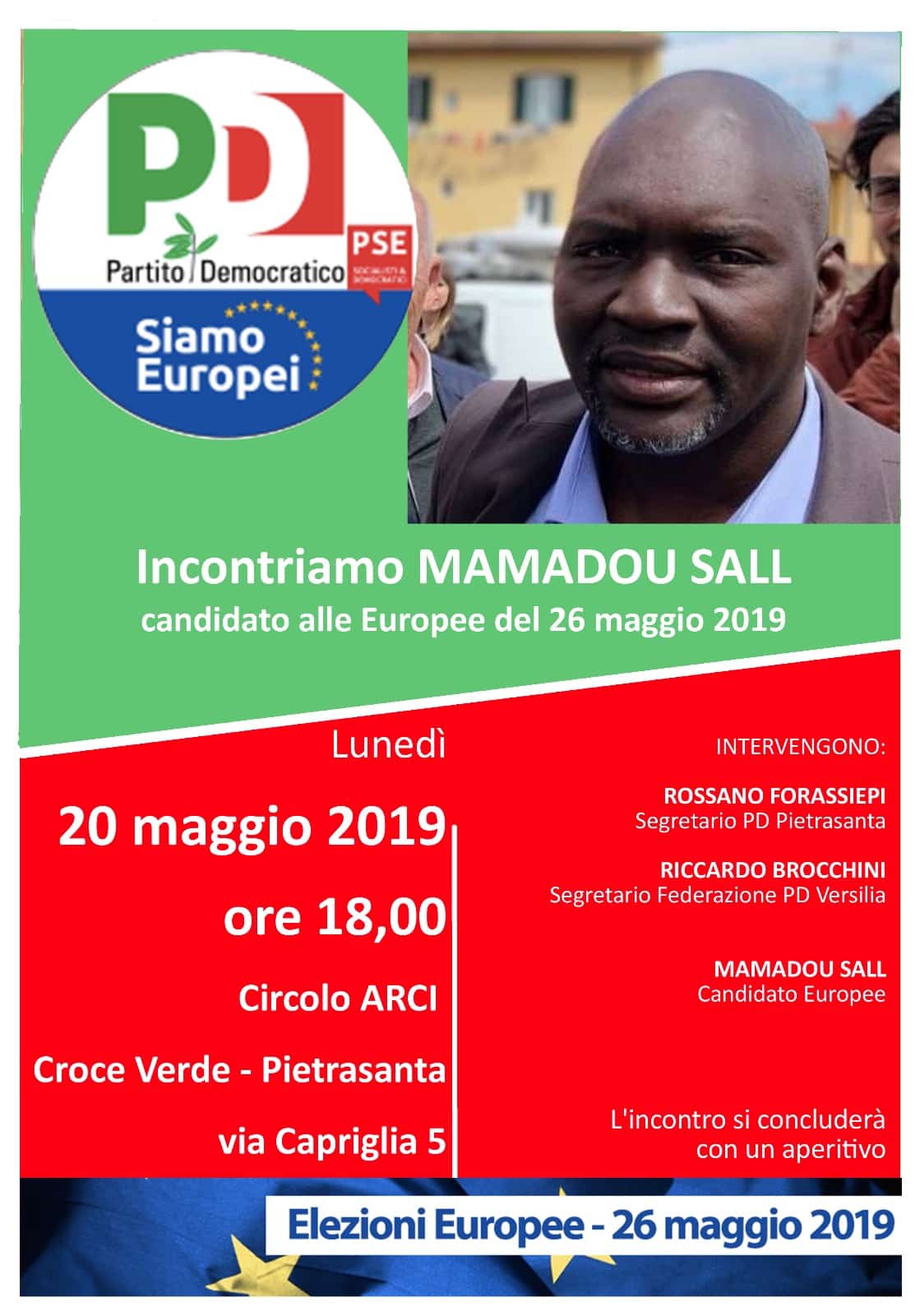 Elezioni europee, a Pietrasanta arriva Mamadou Sall