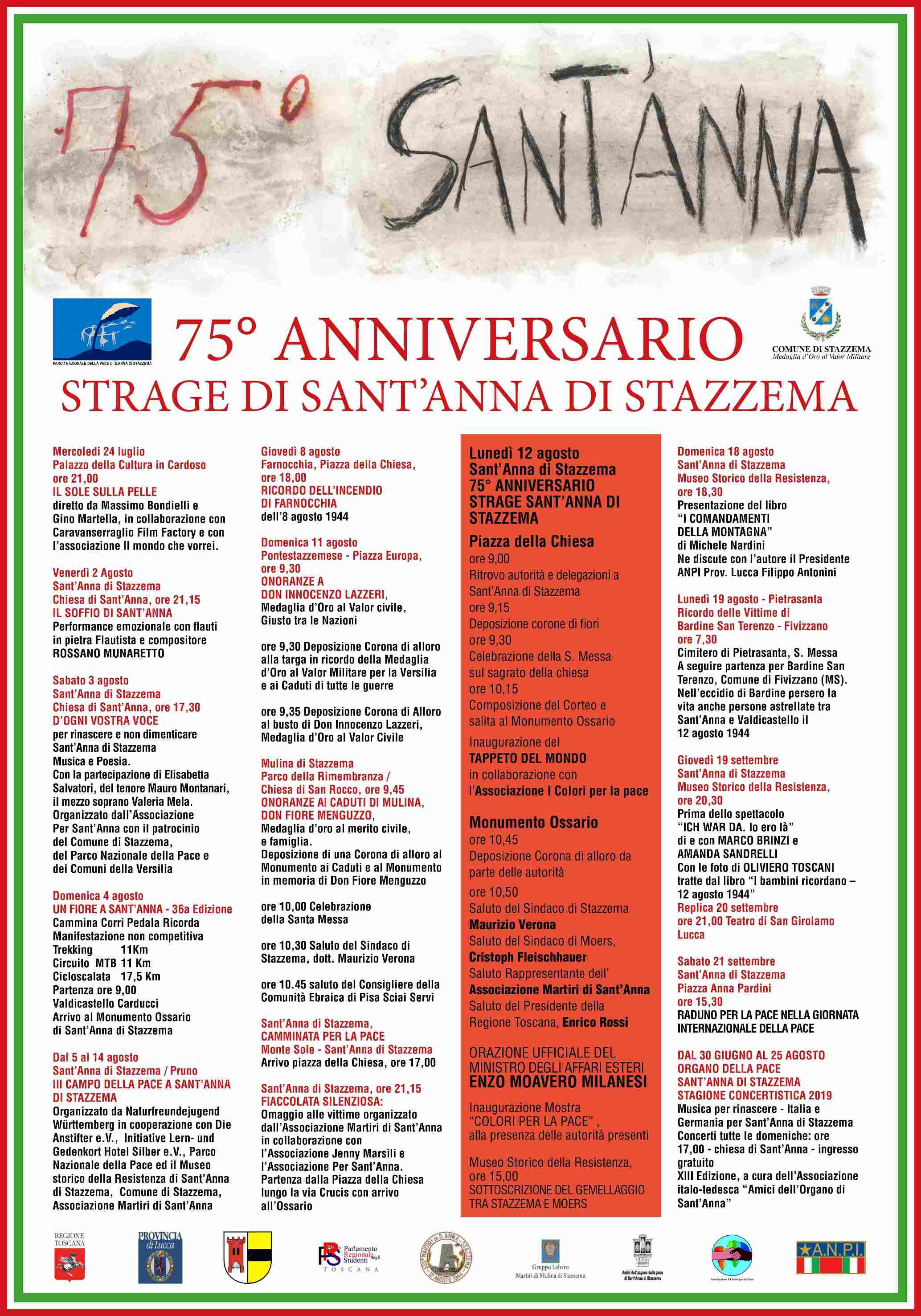 SantAnna di Stazzema 12 agosto 2019 programma completo