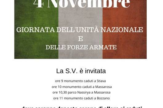 4 novembre, Giornata dell&#8217;Unità Nazionale e delle Forze Armate. Le celebrazioni a Massarosa